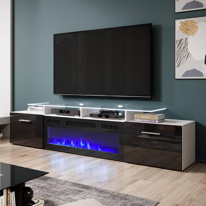 Rova EF Electric Fireplace Modern 75" TV Stand On Sale Bed Bath & Beyond 33427588